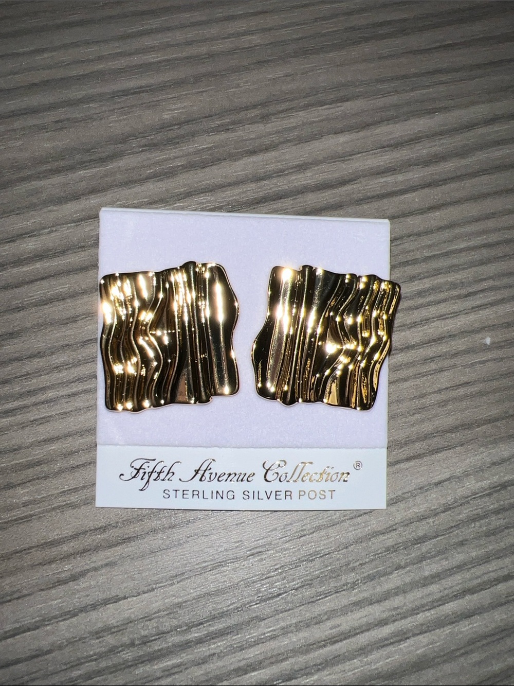 Fifth Avenue Collection Gold Waved Square Stud Earrings